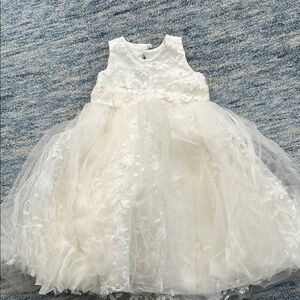 Elegant White Floral Kids Formal Dress